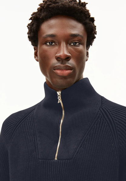 Armedangels | Le pull demi-zip "Kaalves" - Bleu marine