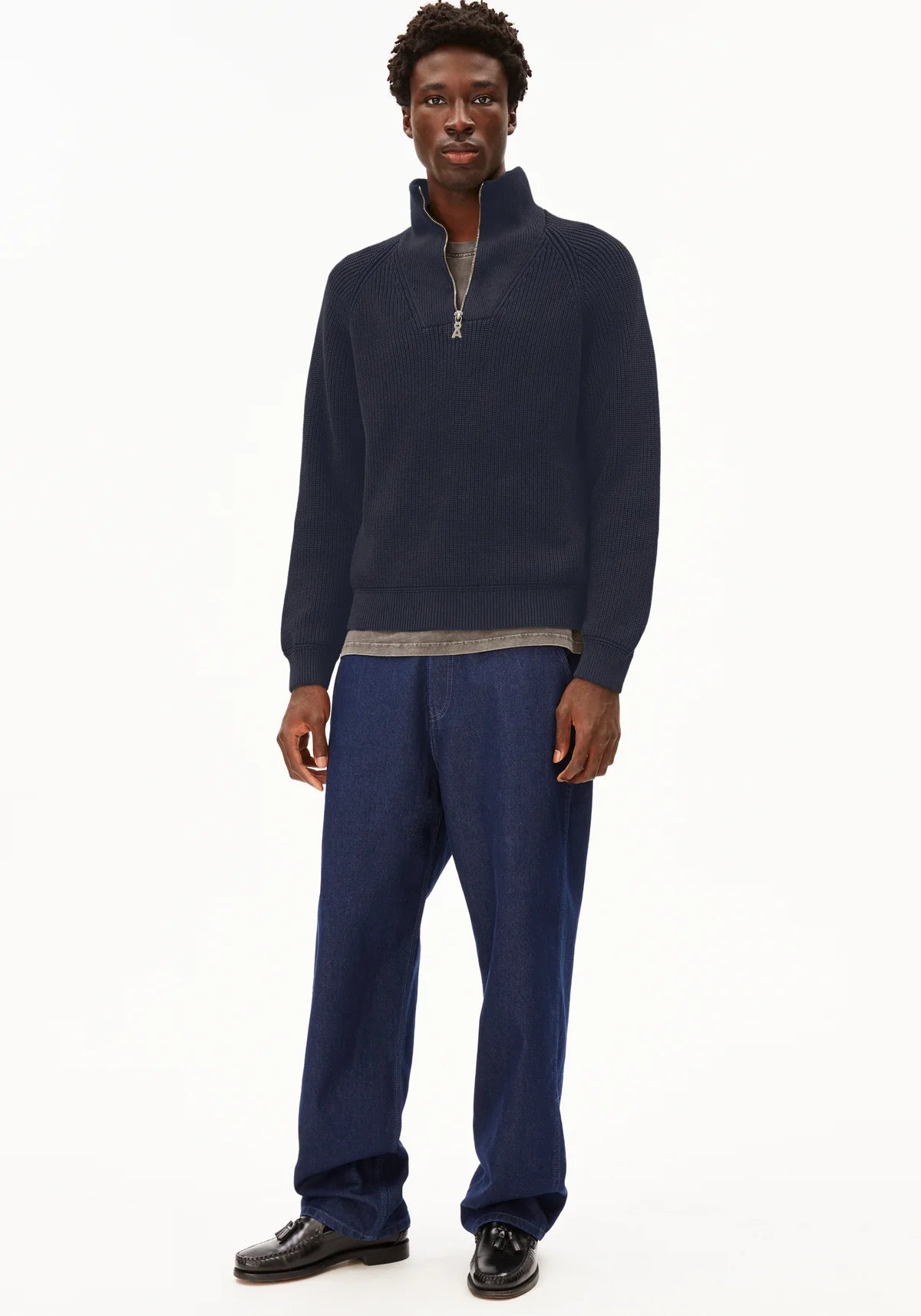 Armedangels | Le pull demi-zip "Kaalves" - Bleu marine