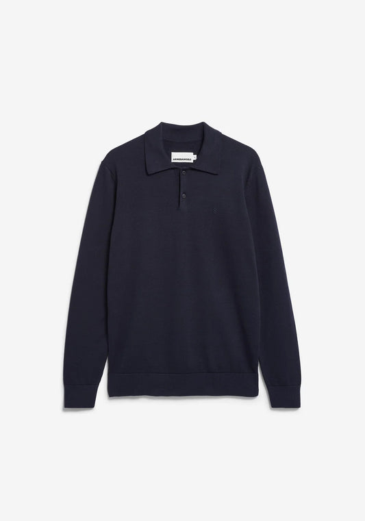 ARMEDANGELS | Polo en maille à manches longues - Bleu nuit