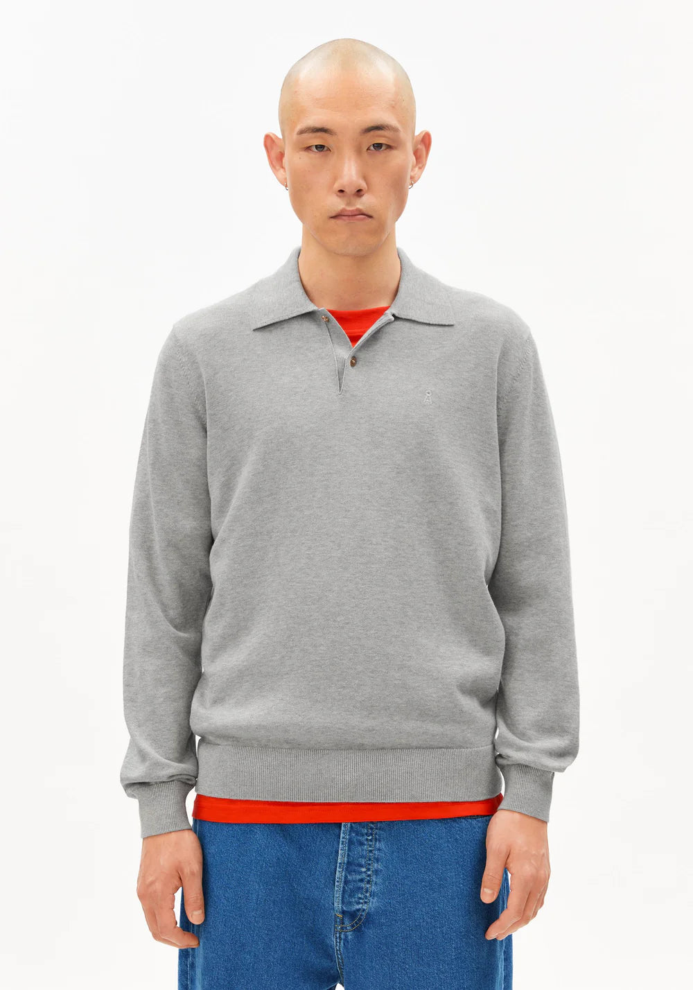 ARMEDANGELS | Polo en maille à manches longues - Gris