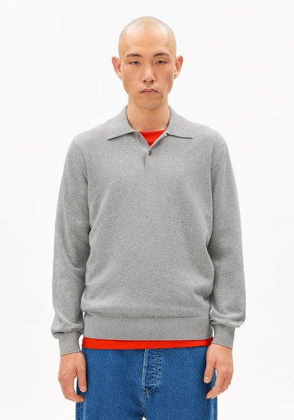 ARMEDANGELS | Polo en maille à manches longues - Gris