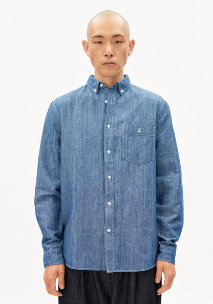 ARMEDANGELS | Chemise en chambray de lin et coton - Denim foncé