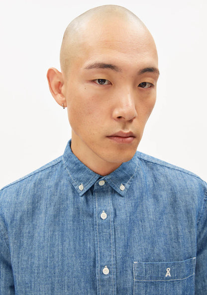 ARMEDANGELS | Chemise en chambray de lin et coton - Denim foncé