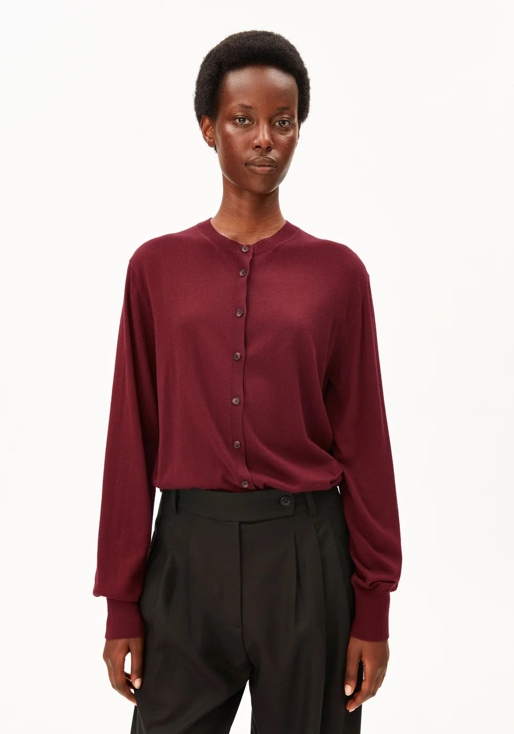 ARMEDANGELS | Cardigan en maille fine | Rouge