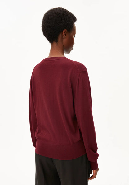 ARMEDANGELS | Cardigan en maille fine | Rouge