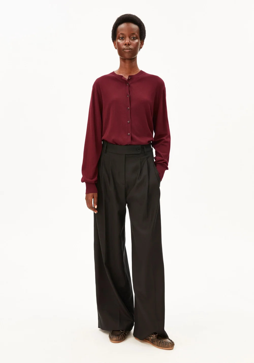 ARMEDANGELS | Cardigan en maille fine | Rouge
