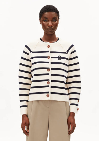 Armedangels | Cardigan 'Placed Stripe' |  Avoine