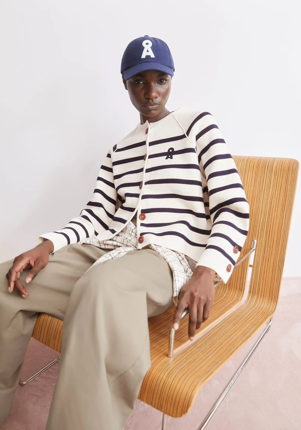 Armedangels | Cardigan 'Placed Stripe' |  Avoine