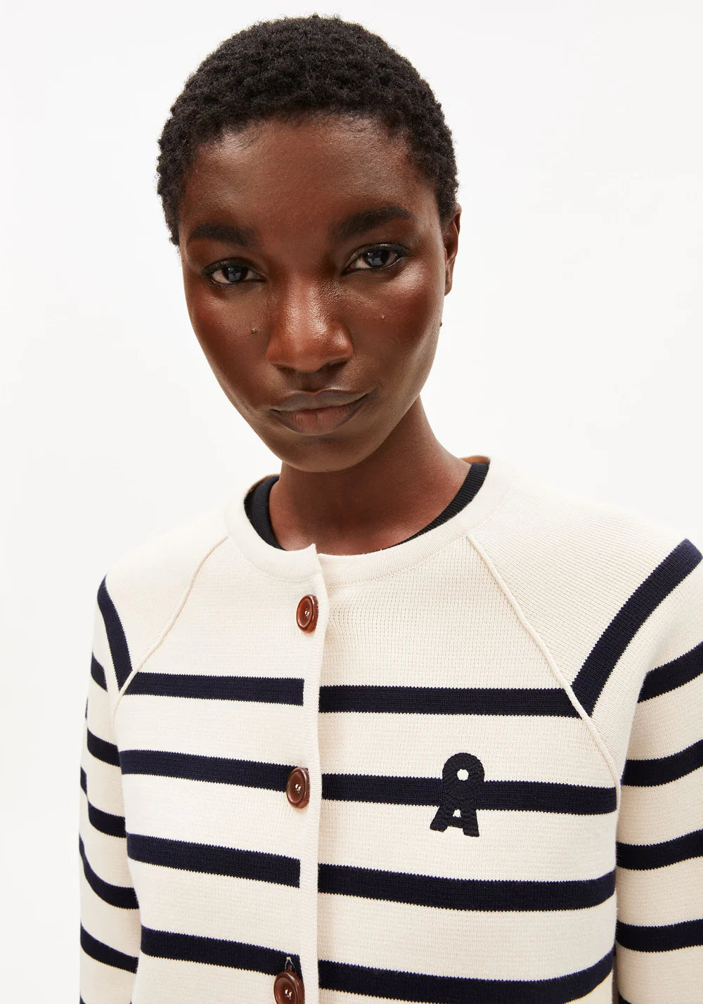 Armedangels | Cardigan 'Placed Stripe' |  Avoine