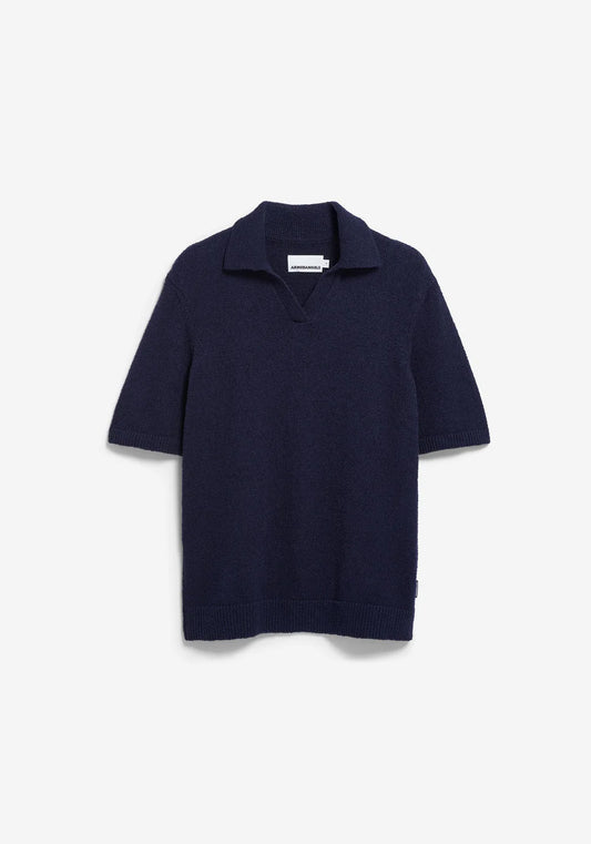ARMEDANGELS | Polo en maille bouclé - Bleu nuit