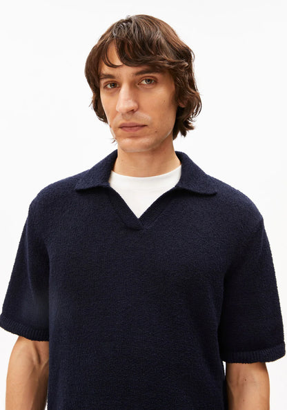 ARMEDANGELS | Polo en maille bouclé - Bleu nuit