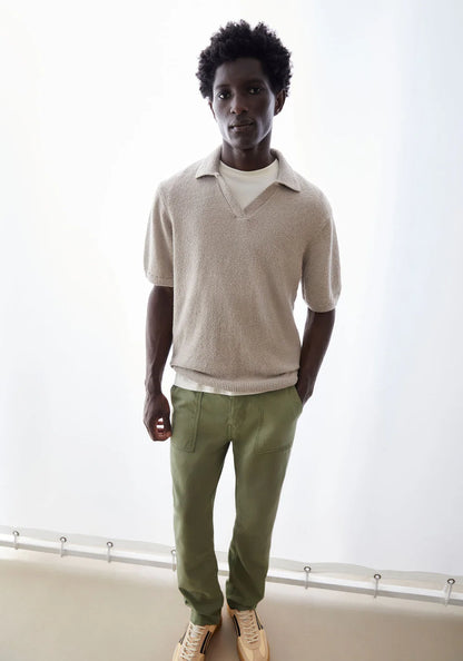 ARMEDANGELS | Polo en maille bouclé - Gris sable