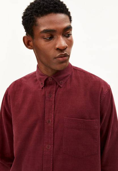 ARMEDANGELS | Chemise en velours côtelé de coton bio - Rouge 