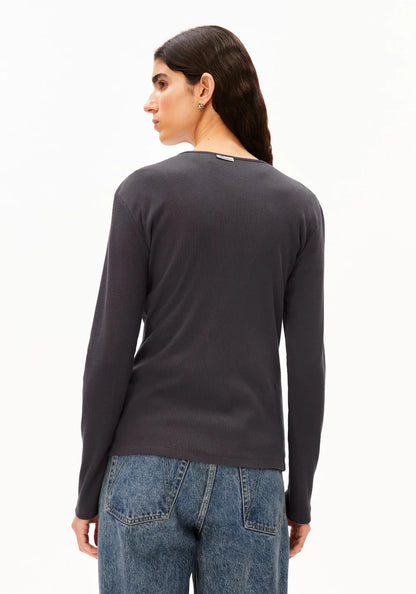ARMEDANGELS | Haut 'Rib Button' | Gris