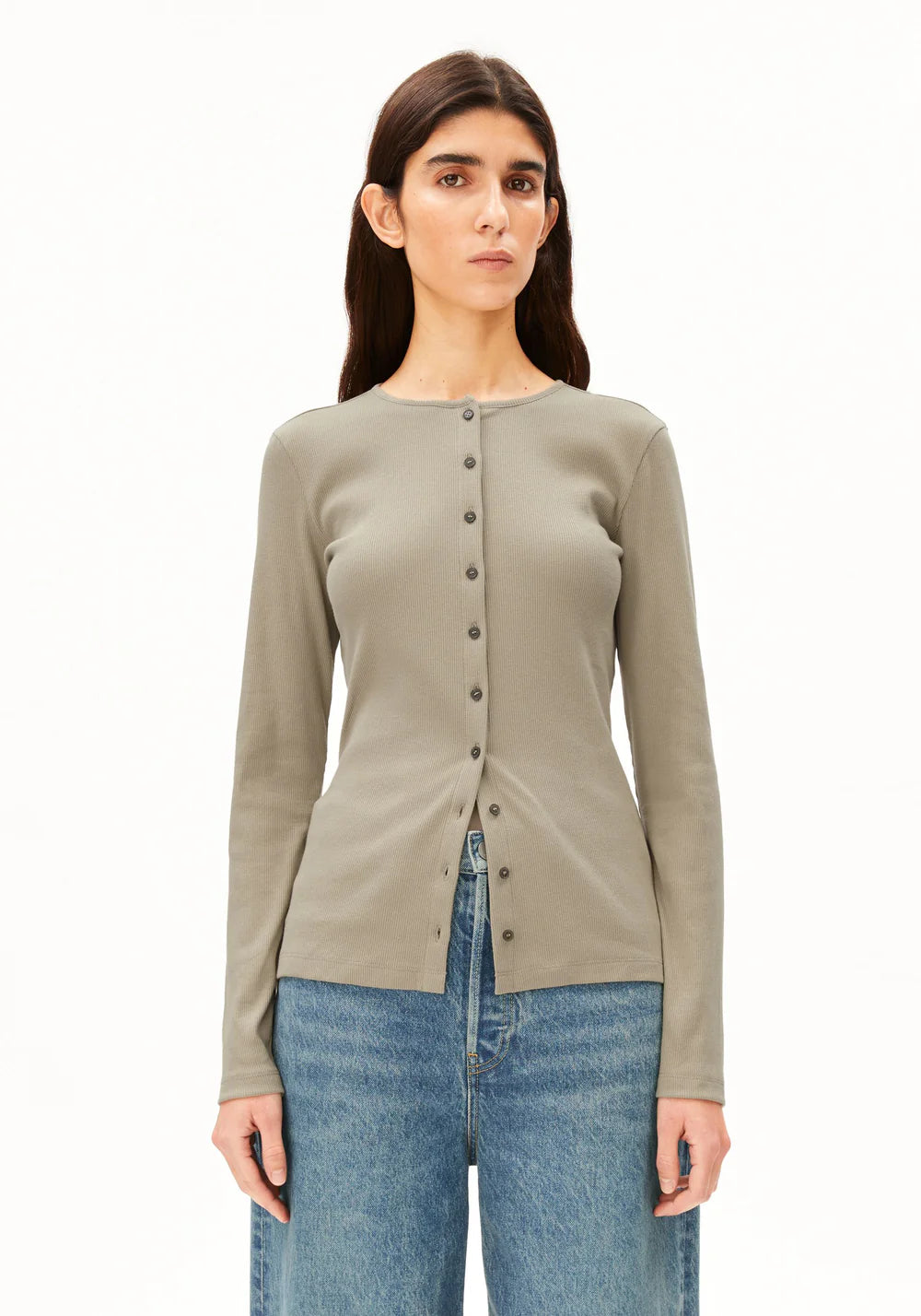 ARMEDANGELS | Haut 'Rib Button' | Sauge