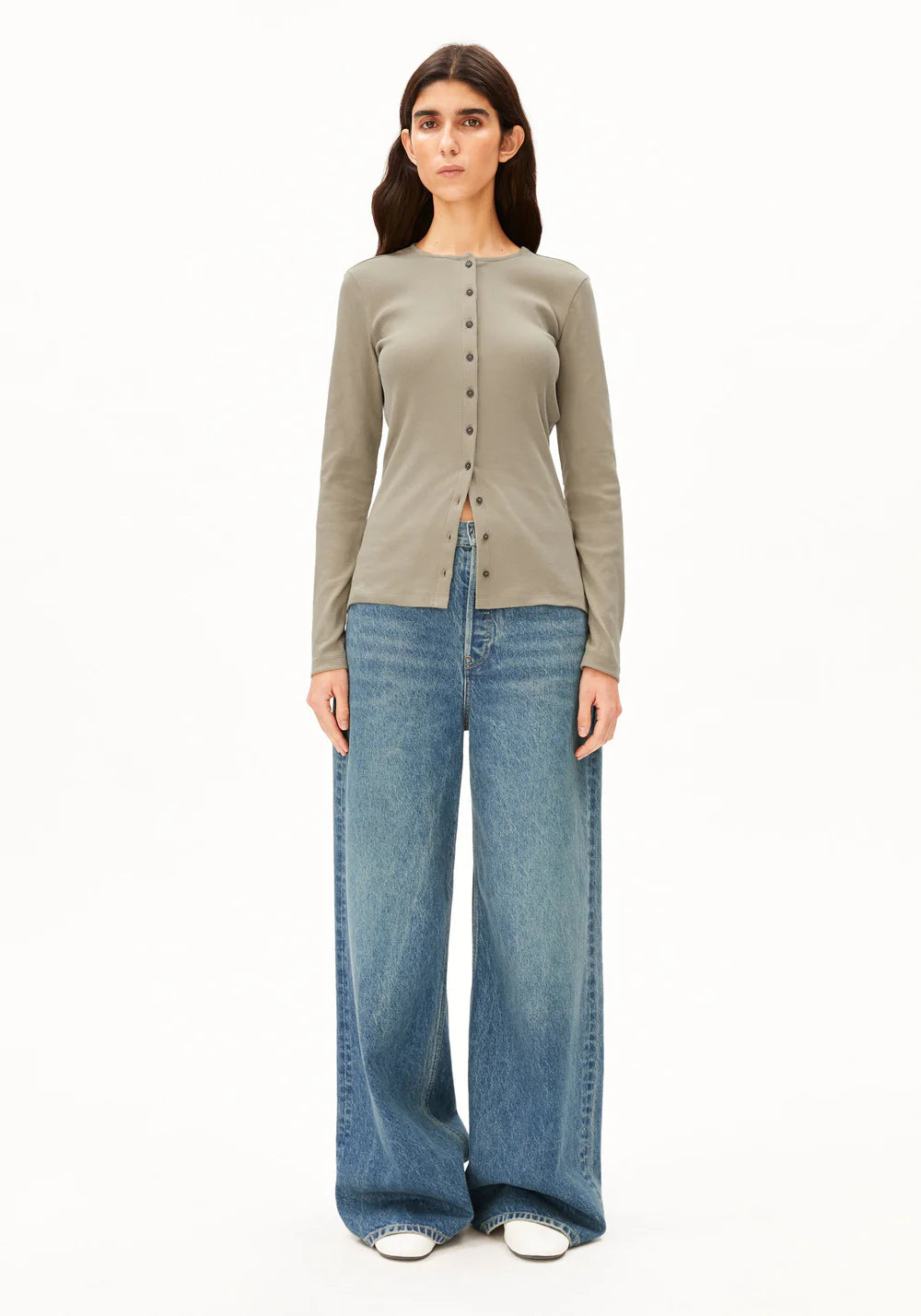 ARMEDANGELS | Haut 'Rib Button' | Sauge