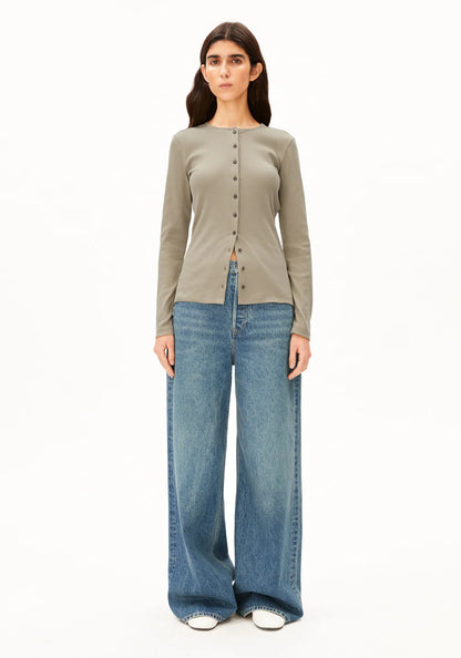 ARMEDANGELS | Haut 'Rib Button' | Sauge