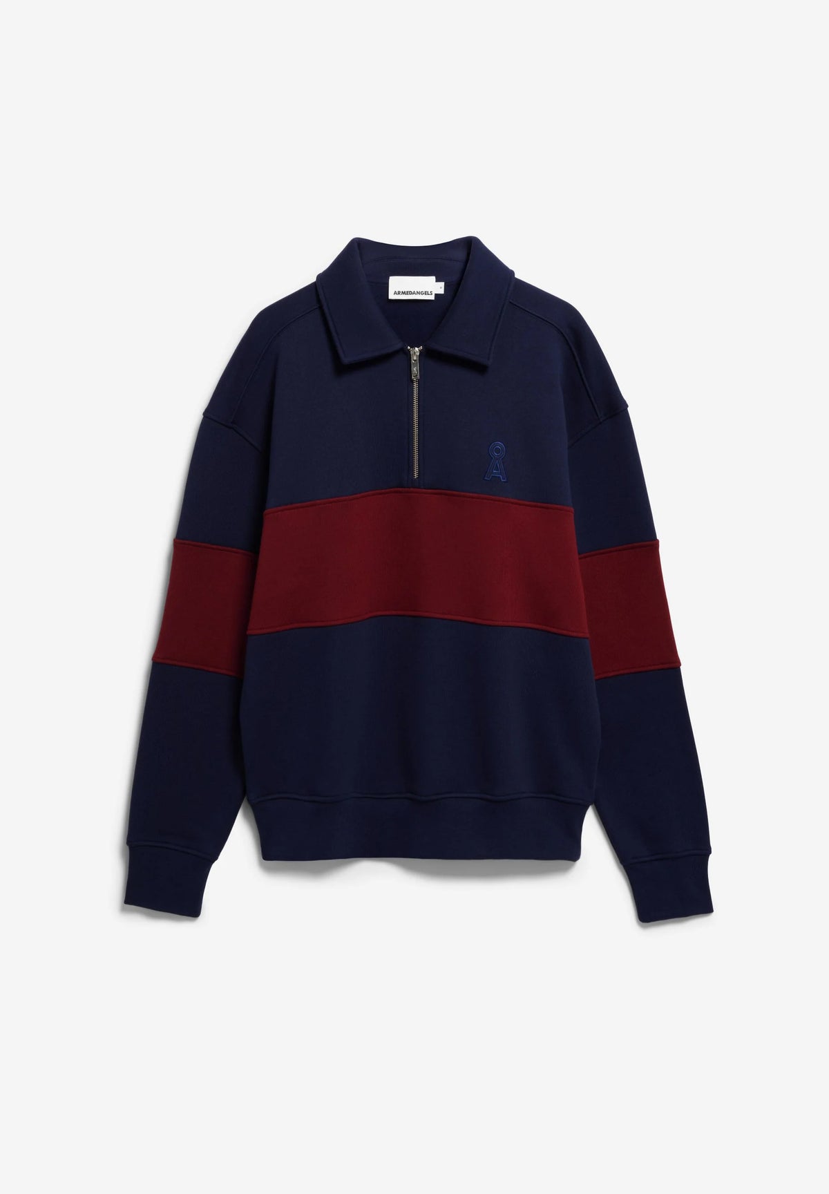 ARMEDANGELS | Pull à demi-zip "Troyer" - Bleu marin teinté