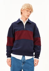 ARMEDANGELS | Pull à demi-zip "Troyer" - Bleu marin teinté