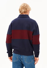 ARMEDANGELS | Pull à demi-zip "Troyer" - Bleu marin teinté