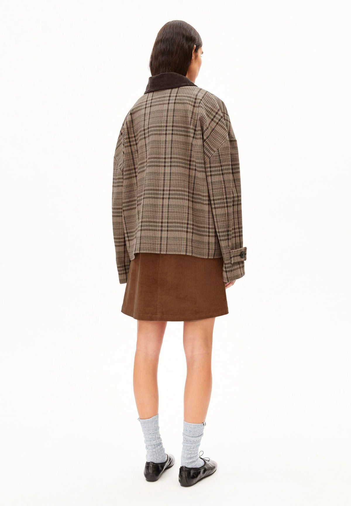 ARMEDANGELS | Veste à carreaux coupe ample ''barn'' - claystone-honey reed