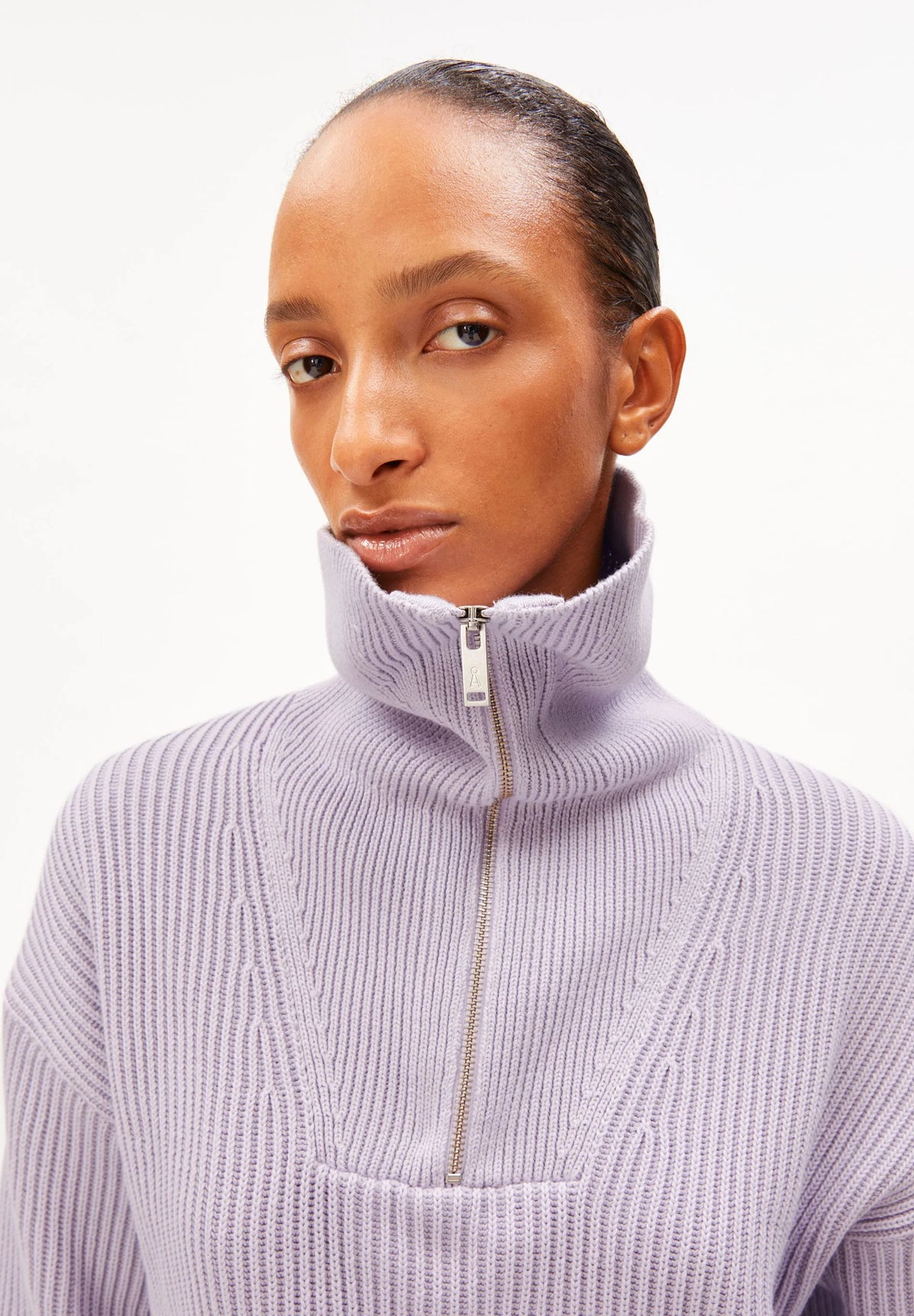 ARMEDANGELS | Pull à demi-zip côtelé ''Vanise'' | Lilas