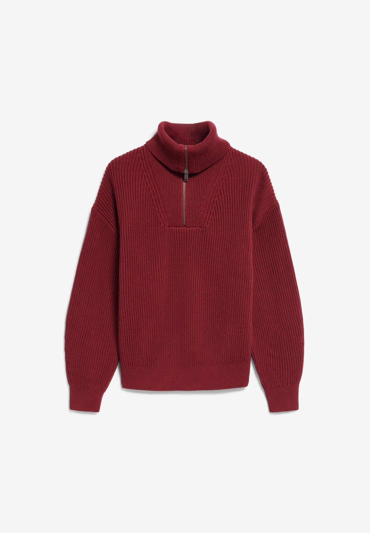 ARMEDANGELS | Pull à demi-zip côtelé ''Vanise'' | Rouge