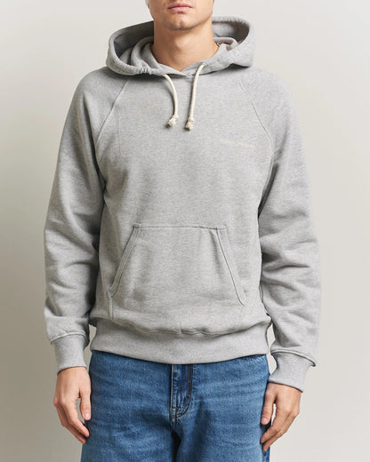 Nudie Jeans | Sweat à capuche ''Gunde Logo'' -  Gris chiné