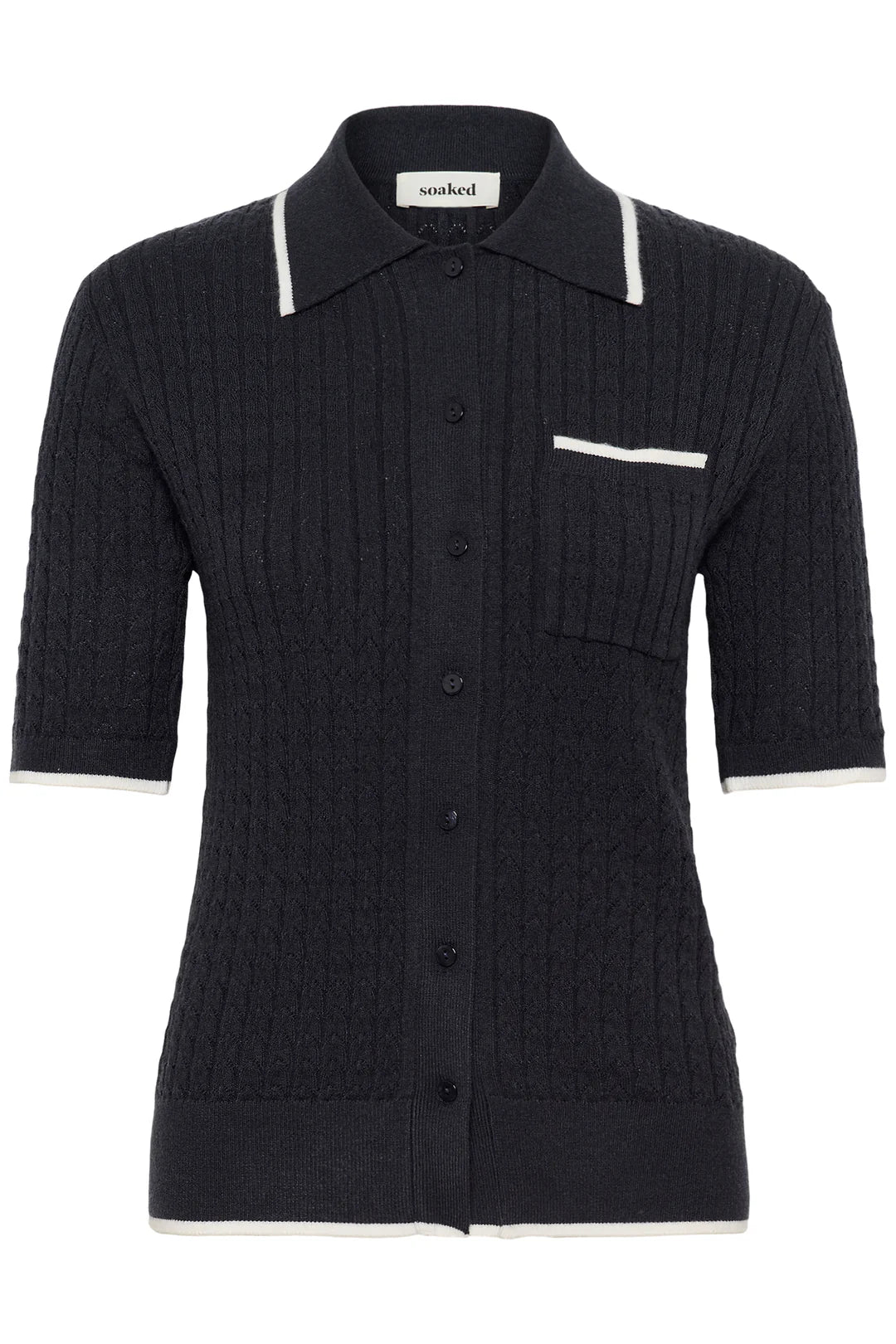 SOAKED IN LUXURY | Polo Cardigan 'Spina'| Bleu marine