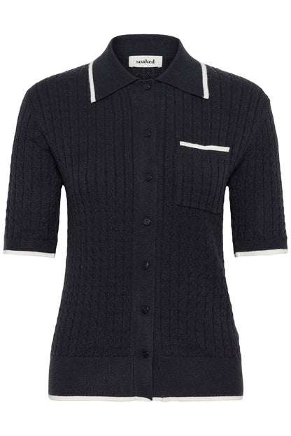 SOAKED IN LUXURY | Polo Cardigan 'Spina'| Bleu marine
