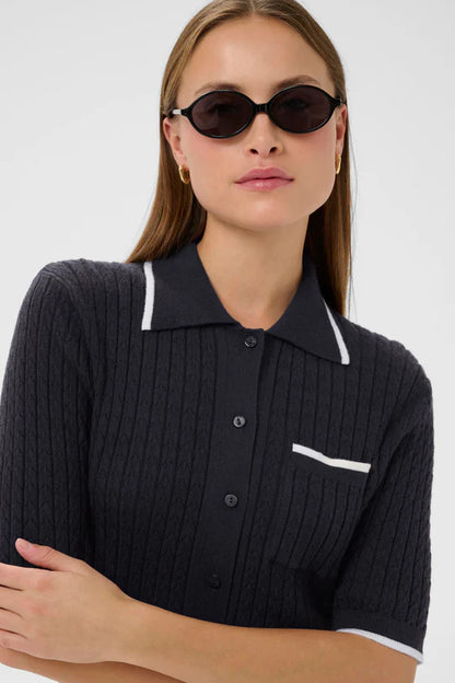 SOAKED IN LUXURY | Polo Cardigan 'Spina'| Bleu marine