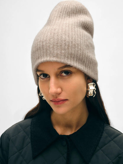 White + Warren | Bonnet en cachemire côtelé - Taupe