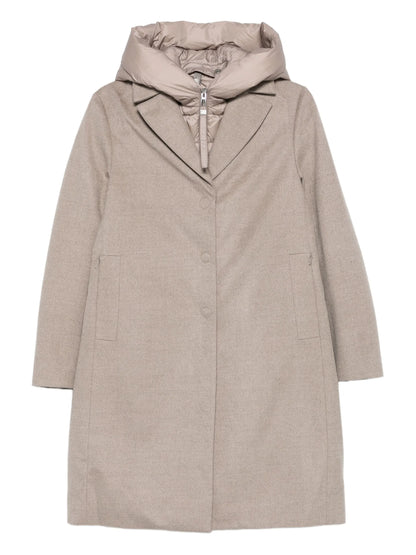 DUNO | Manteau en laine « Artemide » (bavette amovible avec capuche) - Beige