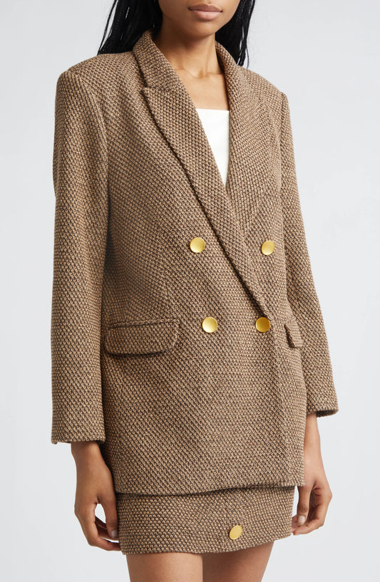 L'Agence | Blazer en maille à double boutonnage Riva - Hot Fudge/Cinnamon Swirl