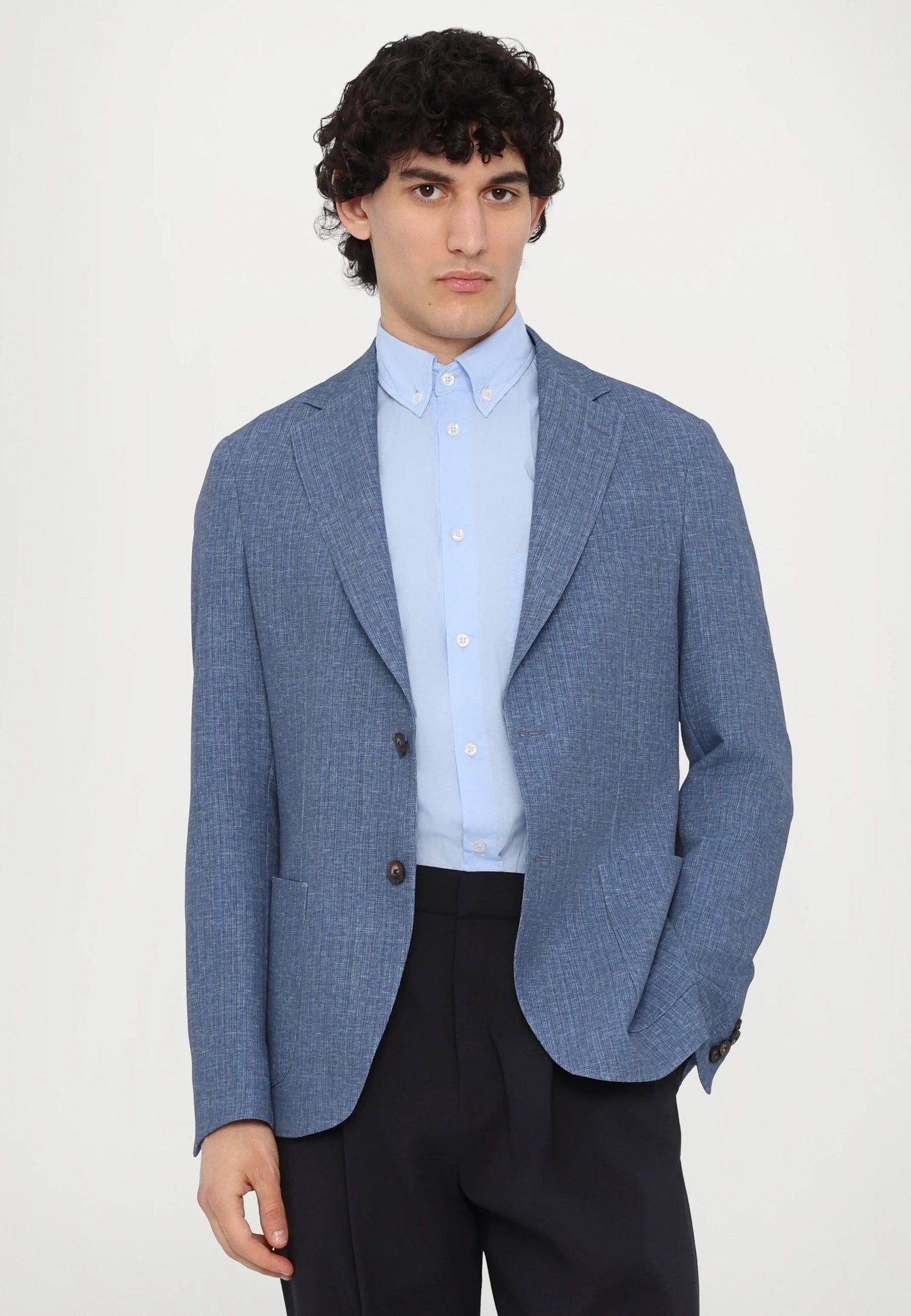 Pal Zileri | Veston en jersey imprimé à chevrons - Bleu clair