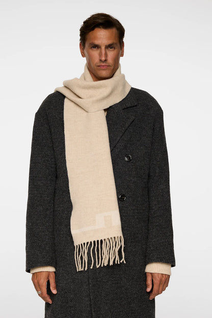 J.LINDEBERG | Écharpe double face Champ - Beige / blanc cassé