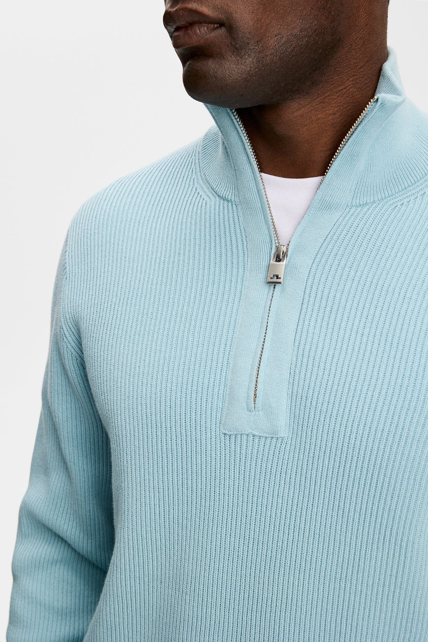 J.Lindeberg | Pull en maille à demi-fermeture éclair "Alex" - Bleu Forget