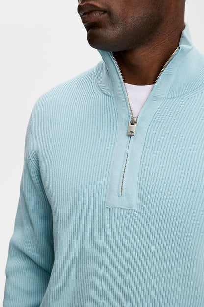 J.Lindeberg | Pull en maille à demi-fermeture éclair "Alex" - Bleu Forget