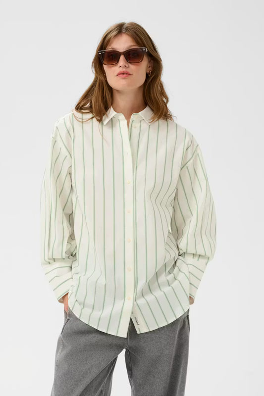 SOAKED IN LUXURY | Chemise 'Noelle' | Blanche/ verte