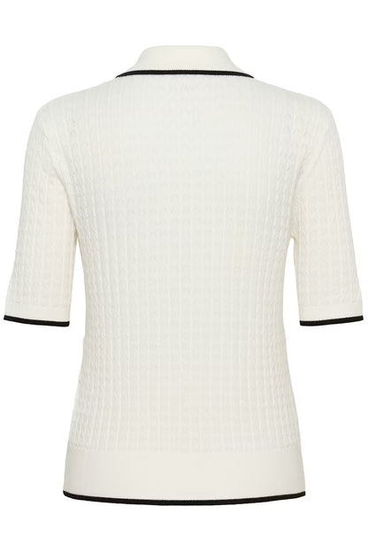 SOAKED IN LUXURY | Polo Cardigan 'Spina'| Blanc cassé