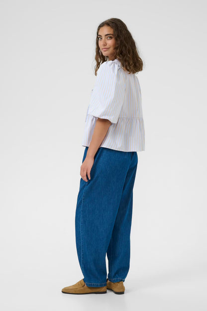CULTURE |Blouse 'Elia' |  Bleu/ tan