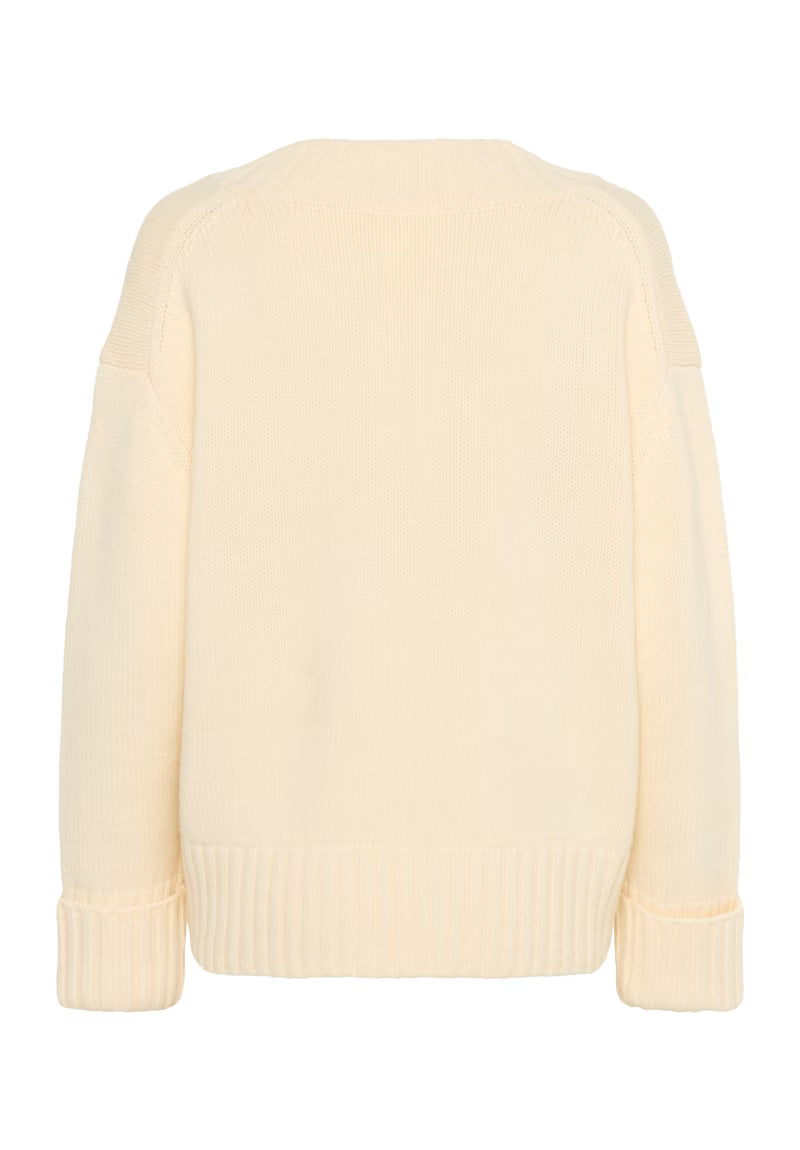 SOAKED IN LUXURY | Pull col en V "Moline " - Blanc