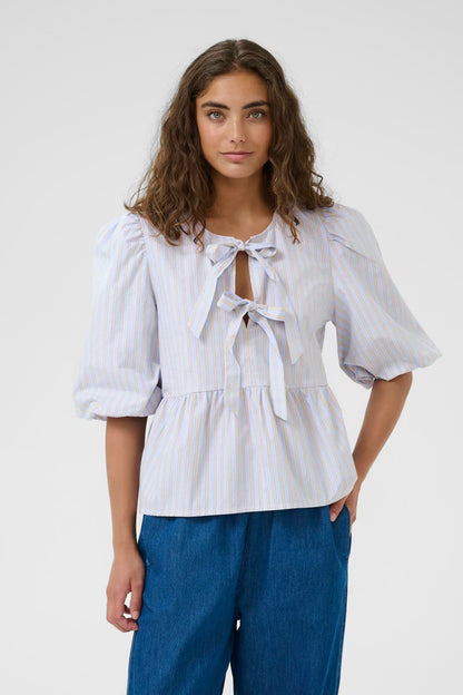 CULTURE |Blouse 'Elia' |  Bleu/ tan