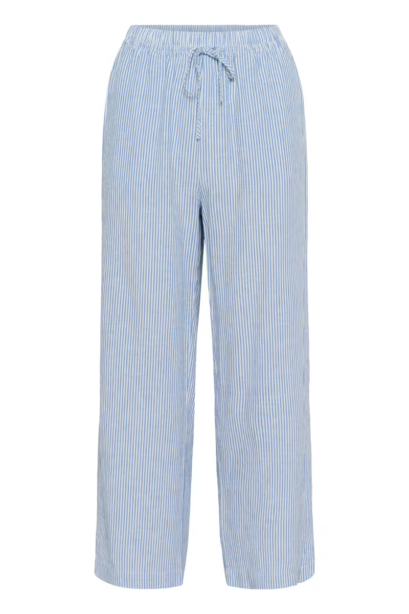 SOAKED IN LUXURY | Pantalons 'Aria'| Bleu/ blanc