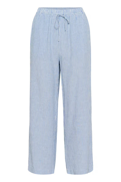 SOAKED IN LUXURY | Pantalons 'Aria'| Bleu/ blanc