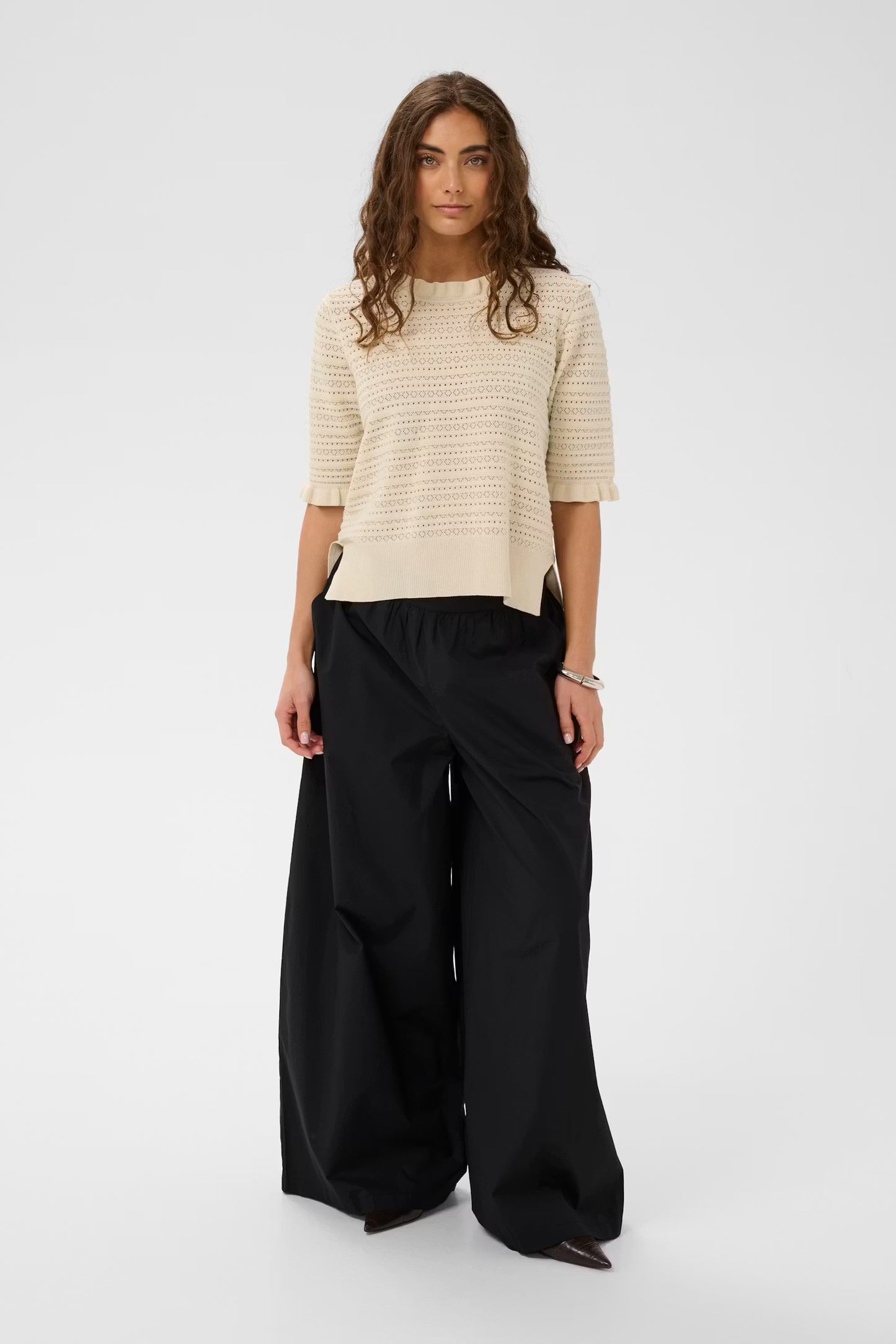 CULTURE | Pantalon taille haute et coupe large ''Jila'' - Noir