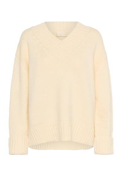 SOAKED IN LUXURY | Pull col en V "Moline " - Blanc