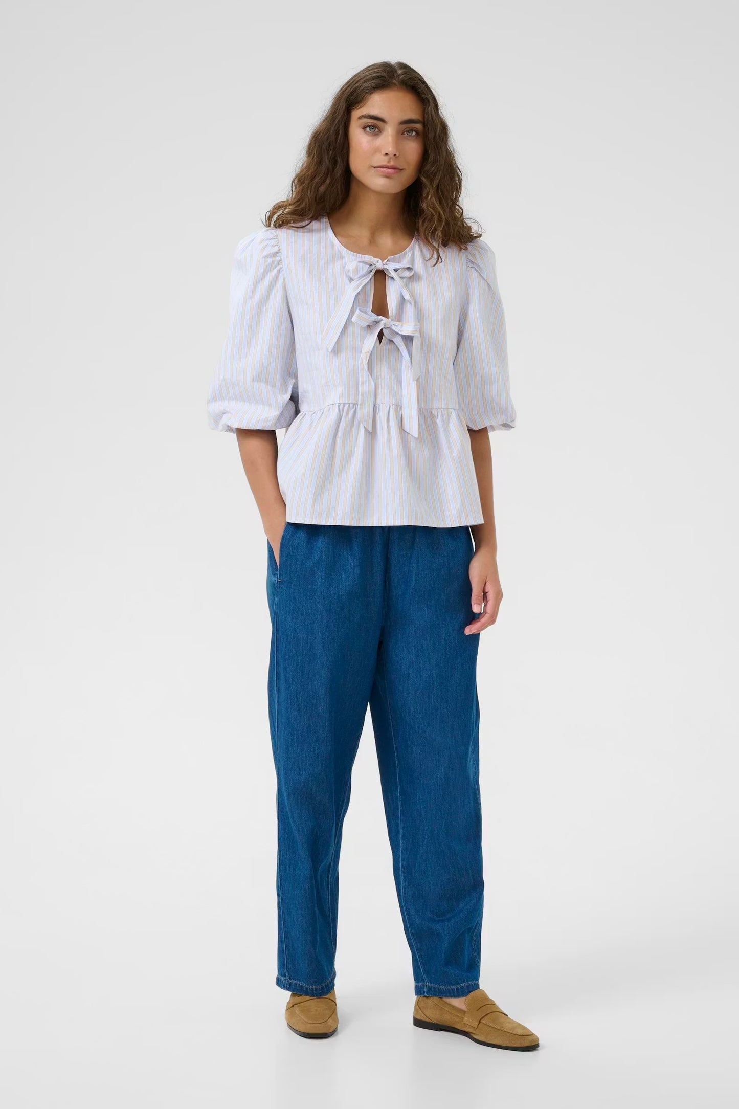 CULTURE |Blouse 'Elia' |  Bleu/ tan