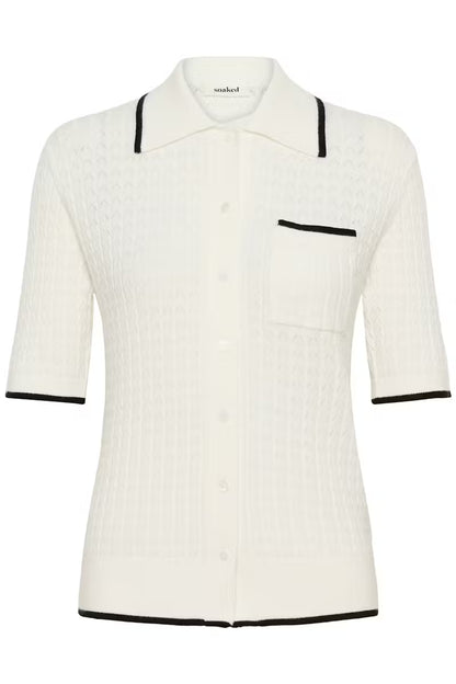 SOAKED IN LUXURY | Polo Cardigan 'Spina'| Blanc cassé