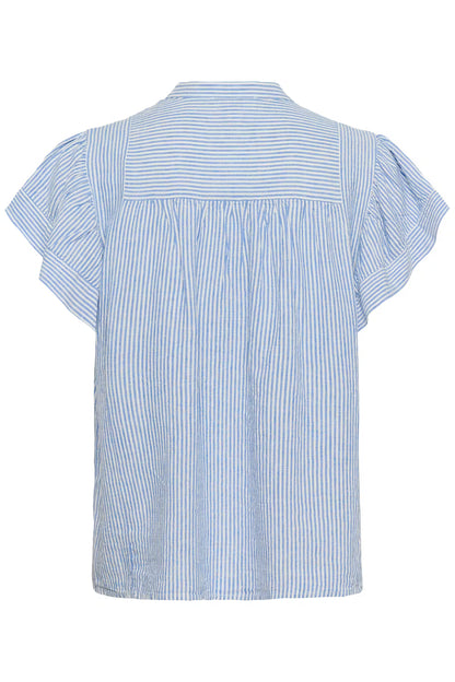 SOAKED IN LUXURY | Blouse 'Aria'| Bleu/ blanche